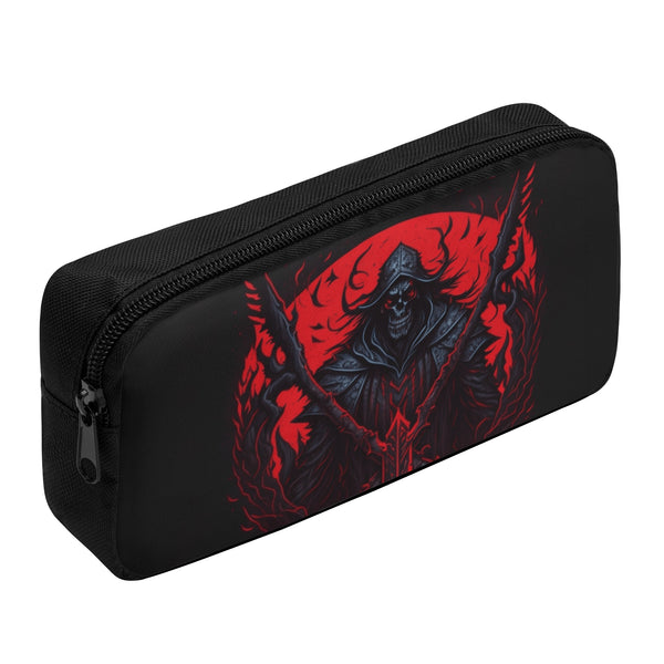 Back to school | Canvas Pencil Case | One-Side Printed | High Quality | Spacious | Halloween Scary Black Skeleton