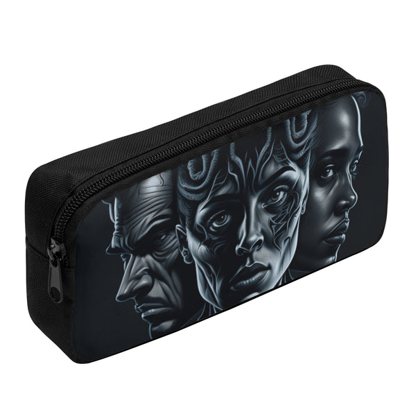 Back to school | Canvas Pencil Case | One-Side Printed | High Quality | Spacious | Halloween Scary Black Faces
