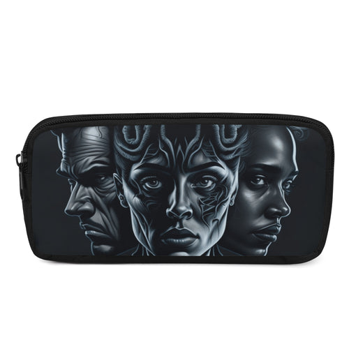 Back to school | Canvas Pencil Case | One-Side Printed | High Quality | Spacious | Halloween Scary Black Faces
