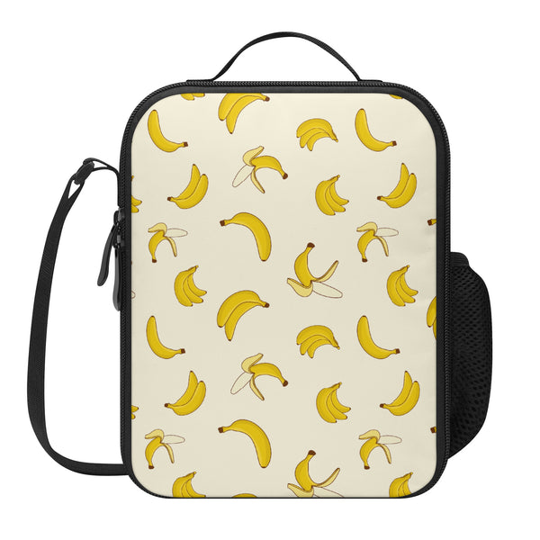 Lunch Bag-All-Over Print-Lunch Box Bag with Bottle Holder-Cute Banana Pattern