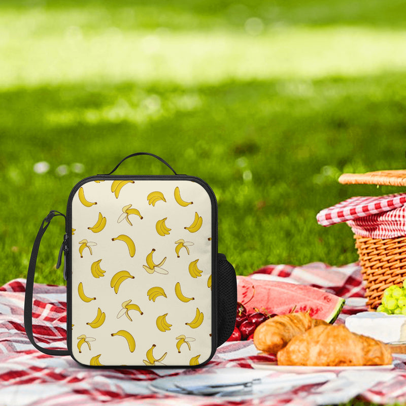 Lunch Bag-All-Over Print-Lunch Box Bag with Bottle Holder-Cute Banana Pattern