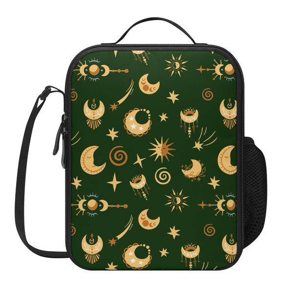 Lunch Bag-All-Over Print-Lunch Box Bag with Bottle Holder-Boho Moon Pattern