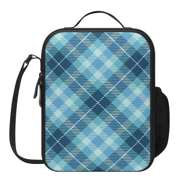 Lunch Bag-All-Over Print-Lunch Box Bag with Bottle Holder-Smart Blue Checks