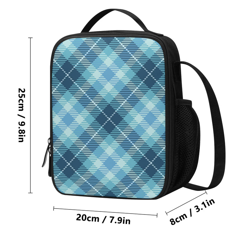 Lunch Bag-All-Over Print-Lunch Box Bag with Bottle Holder-Smart Blue Checks