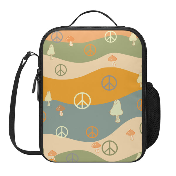 Lunch Bag-All-Over Print-Lunch Box Bag with Bottle Holder-Spacious-Retro Boho Peace