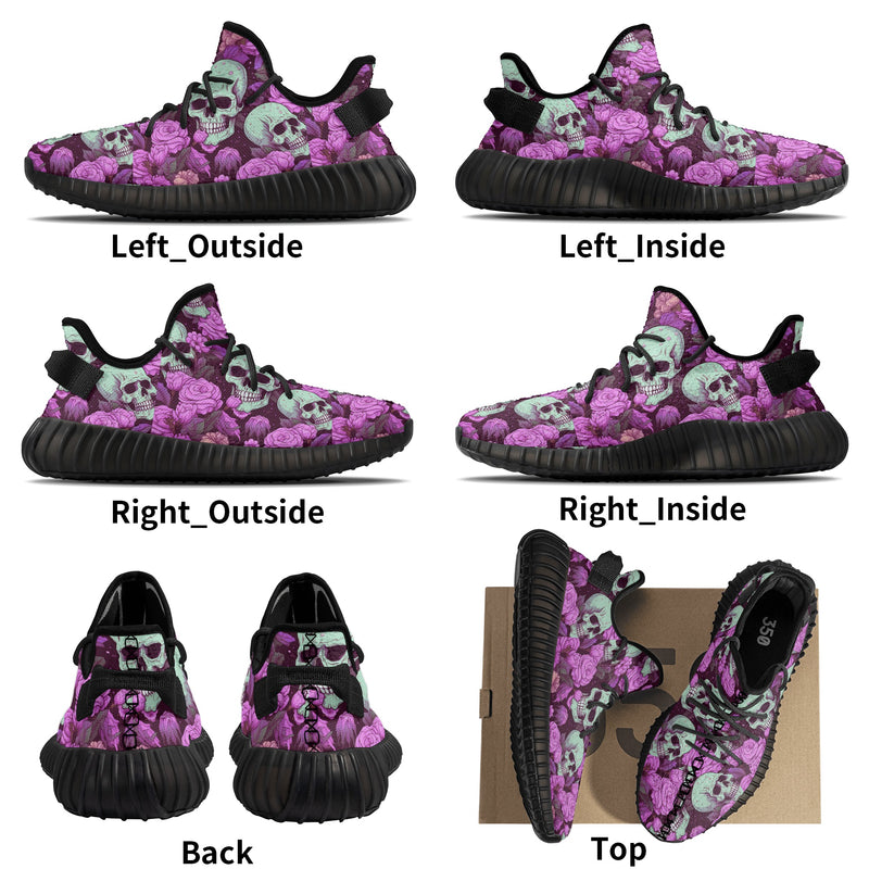 Unisex Mesh Running shoes | Versatile Sneakers | All Weather Classic Lace up | Pastel Purple Skull Pattern