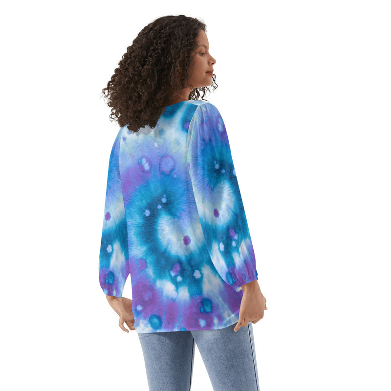 Pisces Woman Zodiac Sign Long Sleeve Chiffon Blouse Inspired by Astrology and Horoscope