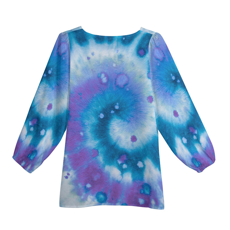 Pisces Woman Zodiac Sign Long Sleeve Chiffon Blouse Inspired by Astrology and Horoscope