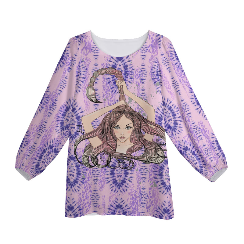 Scorpio Woman Zodiac Sign Long Sleeve Chiffon Blouse Inspired by Astrology and Horoscope