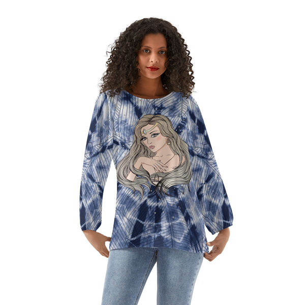 Virgo Woman Zodiac Sign Long Sleeve Chiffon Blouse Inspired by Astrology and Horoscope