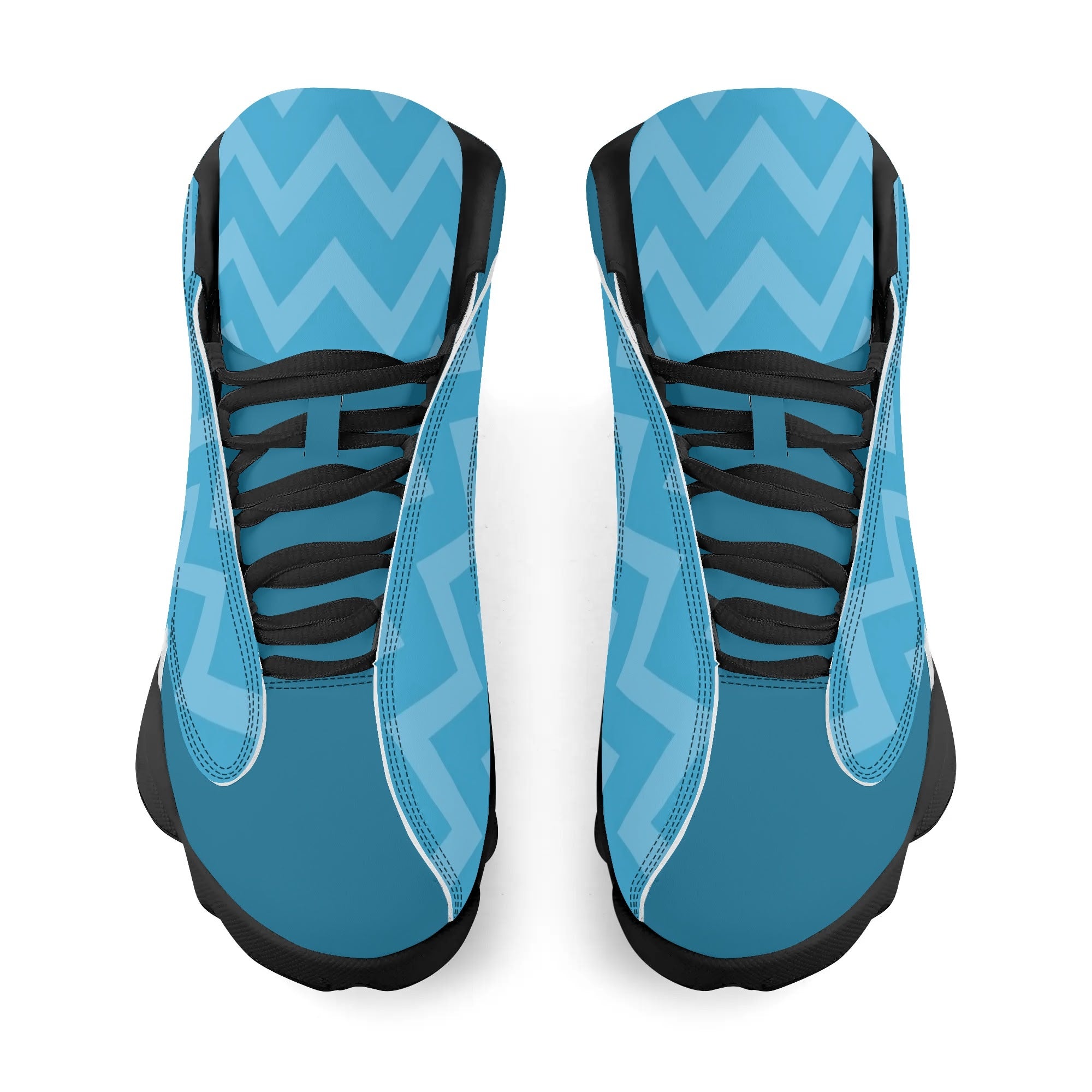 Skate shoe | High Top Sneakers | PU Vegan Leather Basketball shoes | Anime Slayer of Demon | Blue Zigzag Pattern