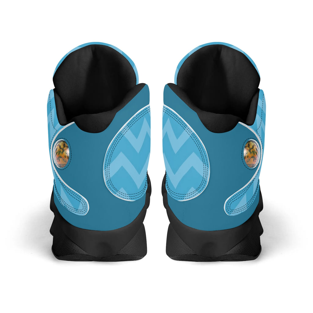 Skate shoe | High Top Sneakers | PU Vegan Leather Basketball shoes | Anime Slayer of Demon | Blue Zigzag Pattern