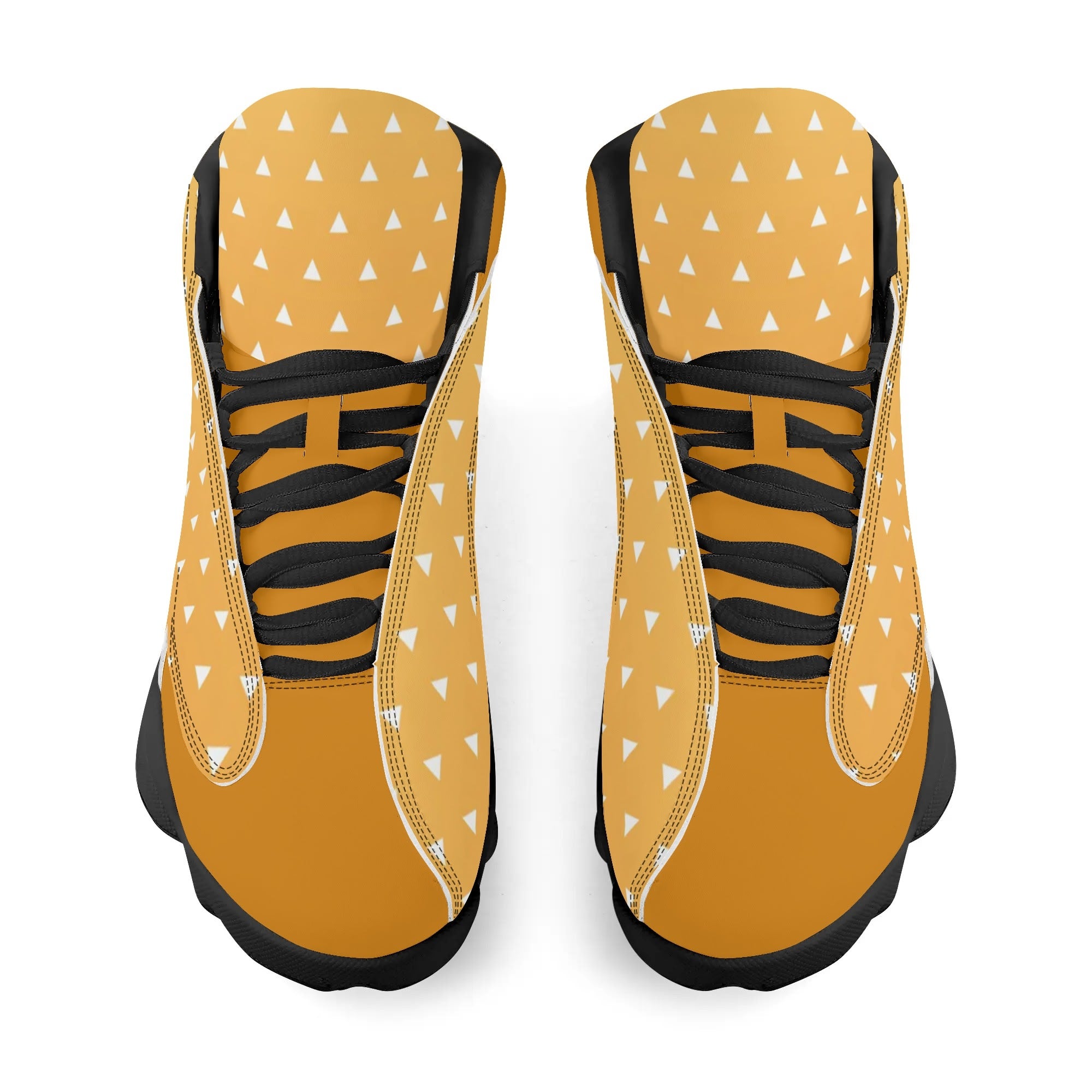 Skate shoe | High Top Sneakers | PU Vegan Leather Basketball shoes | Anime Slayer of Demon | Yellow Orange Triangles