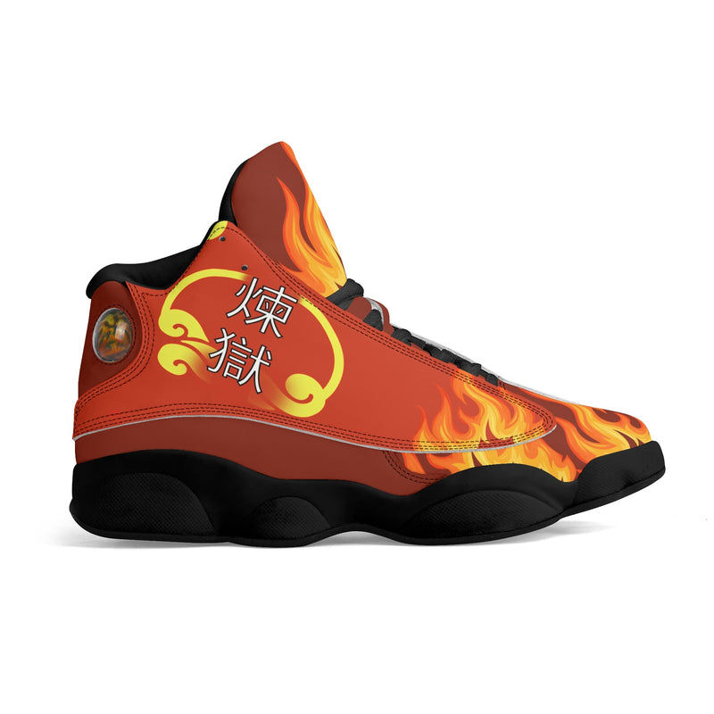 Skate shoe | High Top Sneakers | PU Vegan Leather Basketball shoes | Anime Slayer of Demon | Red Flames pattern