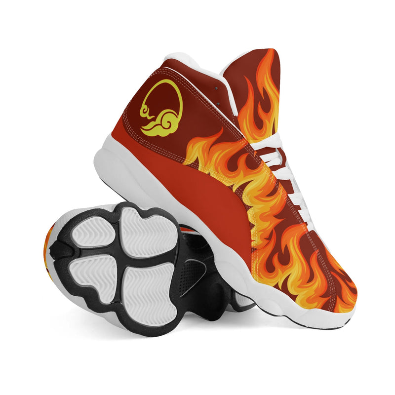 Skate shoe | High Top Sneakers | PU Vegan Leather Basketball shoes | Anime Slayer of Demon | Red Flames pattern