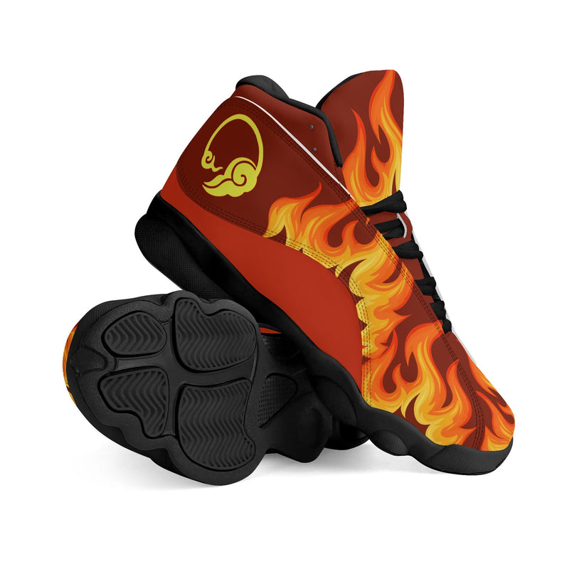 Skate shoe | High Top Sneakers | PU Vegan Leather Basketball shoes | Anime Slayer of Demon | Red Flames pattern