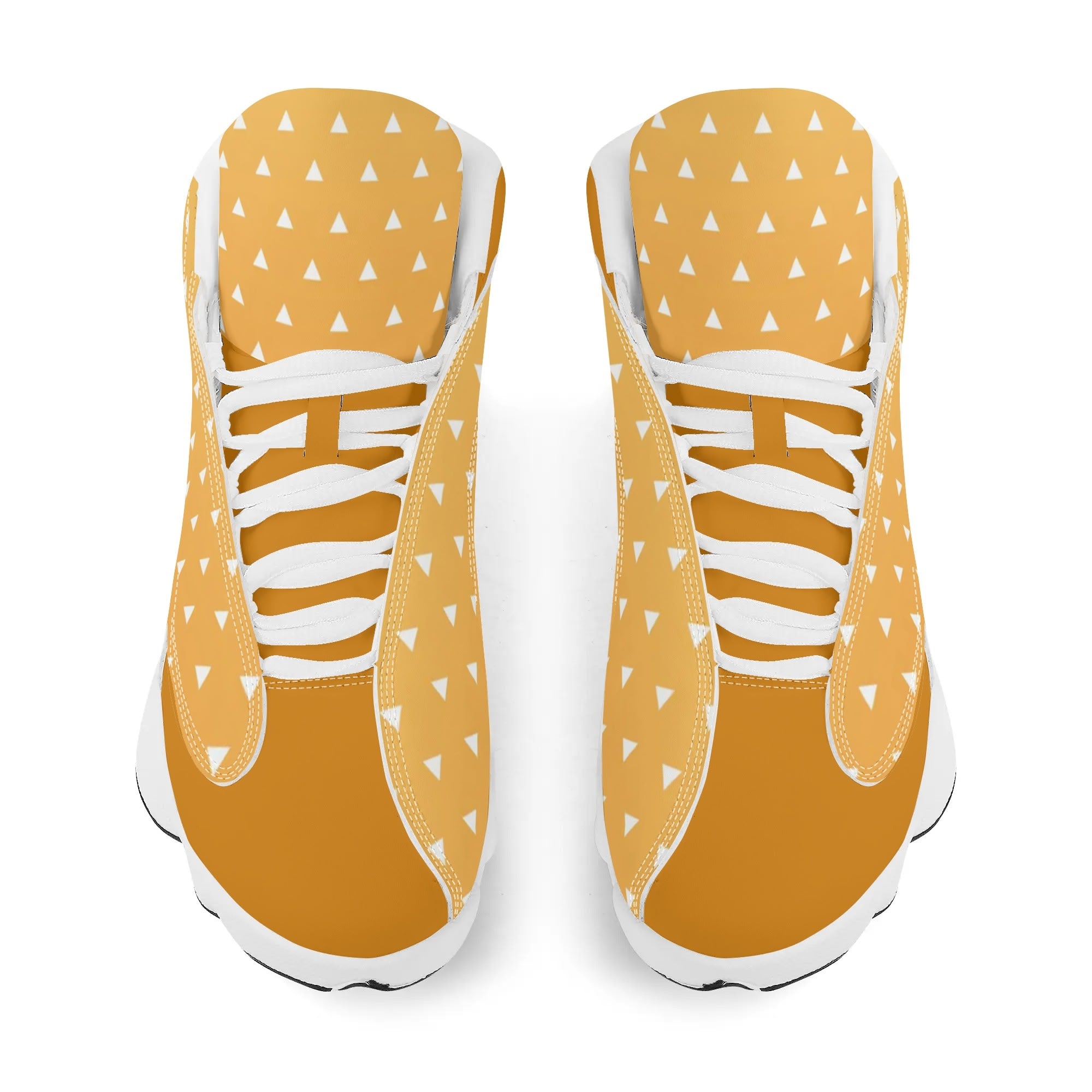 Skate shoe | High Top Sneakers | PU Vegan Leather Basketball shoes | Anime Slayer of Demon | Yellow Orange Triangles