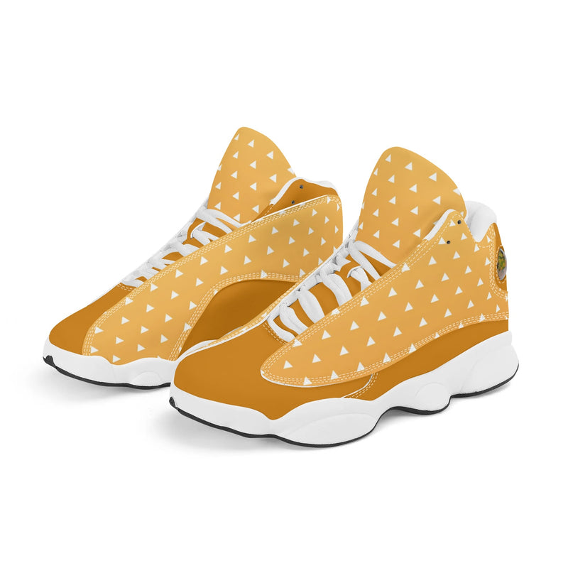 Skate shoe | High Top Sneakers | PU Vegan Leather Basketball shoes | Anime Slayer of Demon | Yellow Orange Triangles