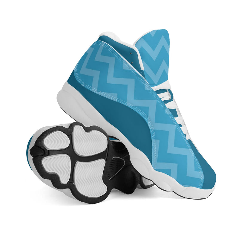 Skate shoe | High Top Sneakers | PU Vegan Leather Basketball shoes | Anime Slayer of Demon | Blue Zigzag Pattern