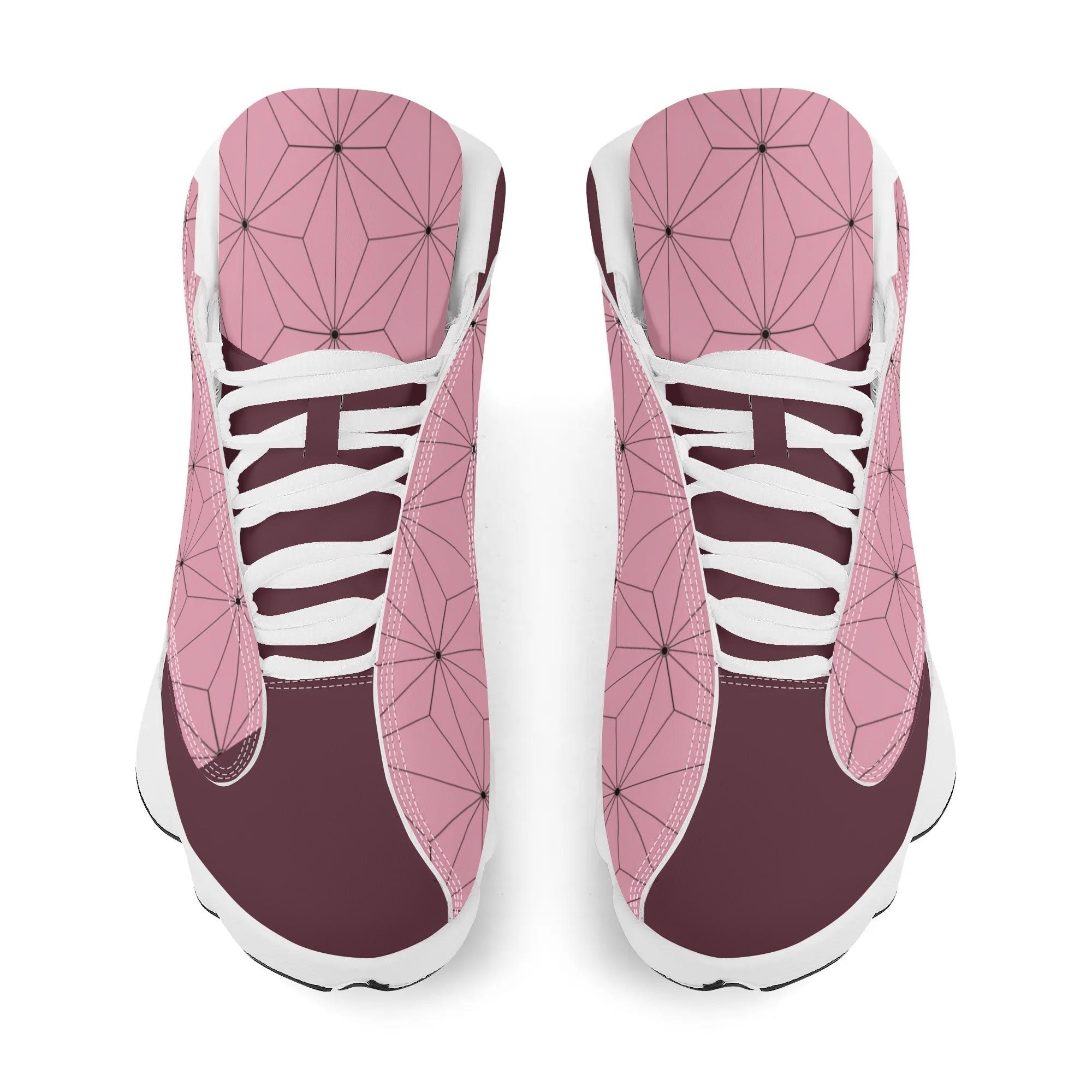 Skate shoe | High Top Sneakers | PU Vegan Leather Basketball shoes | Anime Slayer of Demon | Pink Flower pattern