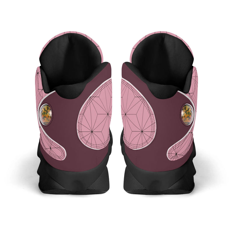 Skate shoe | High Top Sneakers | PU Vegan Leather Basketball shoes | Anime Slayer of Demon | Pink Flower pattern