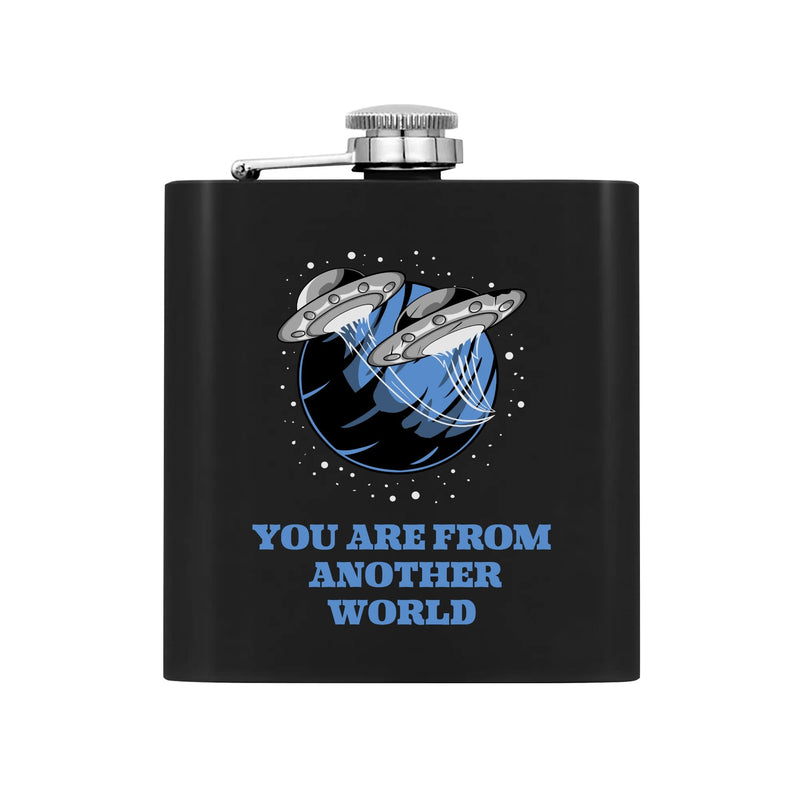 Funny Gag Gifts for Men | Stainless Steel Hip Flask Gift Set with Funnel & Shot Glasses | You are from another World