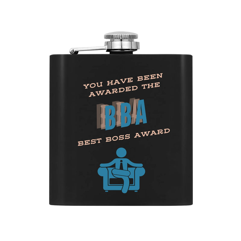 Best Boss Appreciation gift ideas | Stainless Steel Hip Flask Gift Set with Funnel & Shot Glasses | B.B.A