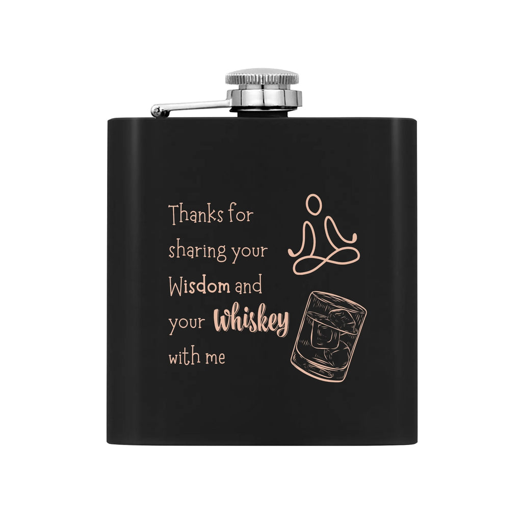 Funny Gag Gift for men | Stainless Steel Hip Flask Gift Set with Funnel & Shot Glasses | Sharing Wisdom and Whiskey