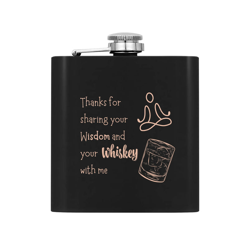 Funny Gag Gift for men | Stainless Steel Hip Flask Gift Set with Funnel & Shot Glasses | Sharing Wisdom and Whiskey