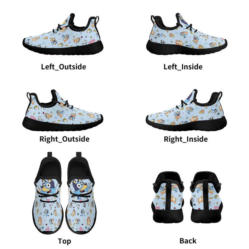 Kids Running Shoes. Back to School Kids Sneakers. Unisex Childrens Running Trainers - Blue Heeler Puppy