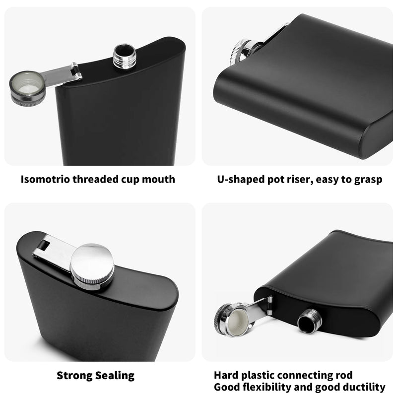 Funny Stainless Steel Hip Flask Gift Set with Funnel & Shot Glasses - The Shots you Miss