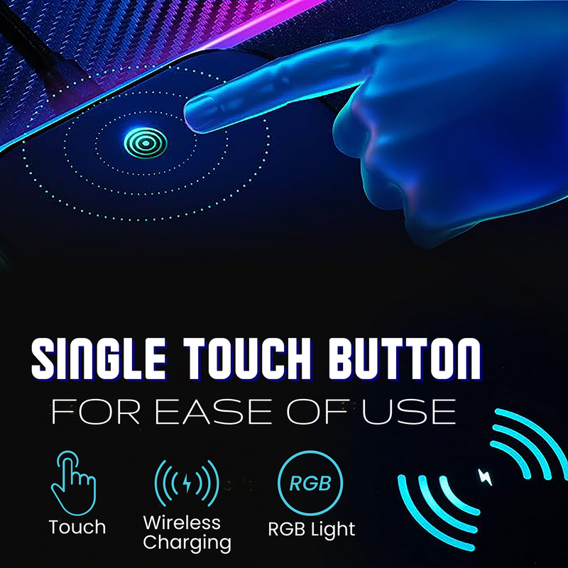 Wireless Charging Mouse Pad with RGB lighting | Waterproof | Oversized | Vibrant Prints | Cyber Mecha Blueprint