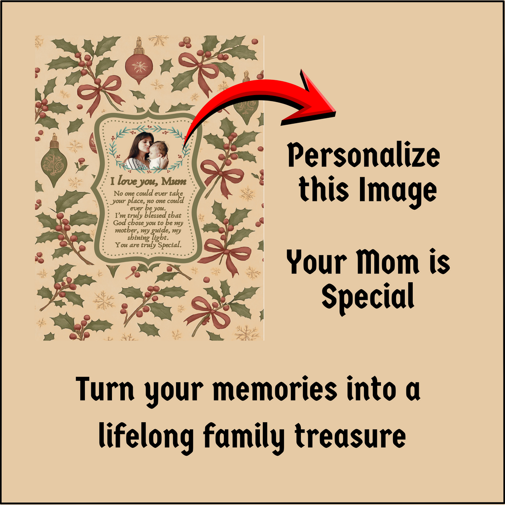 Personalized Keepsake | Heartwarming Gift for Christmas| Luxurious 100% Cotton Woven Tapestry Blanket Throw | Photo Blanket for Mom