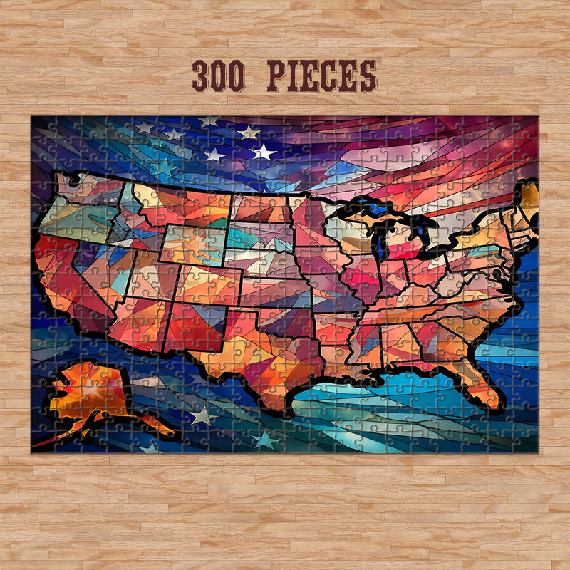 Rectangle Puzzles for All Ages – High-Quality, Durable, and Fun Jigsaw with Precision Laser-Cut Pieces | Stained Glass Art - 50 States of America