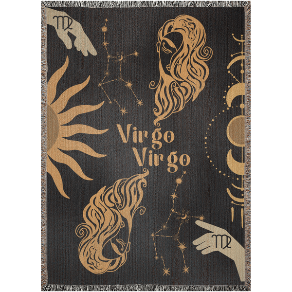 Zodiac Compatibility Match Woven Tapestry Throw Blanket | Astrology-inspired Home Decor | Virgo & Virgo Horoscope