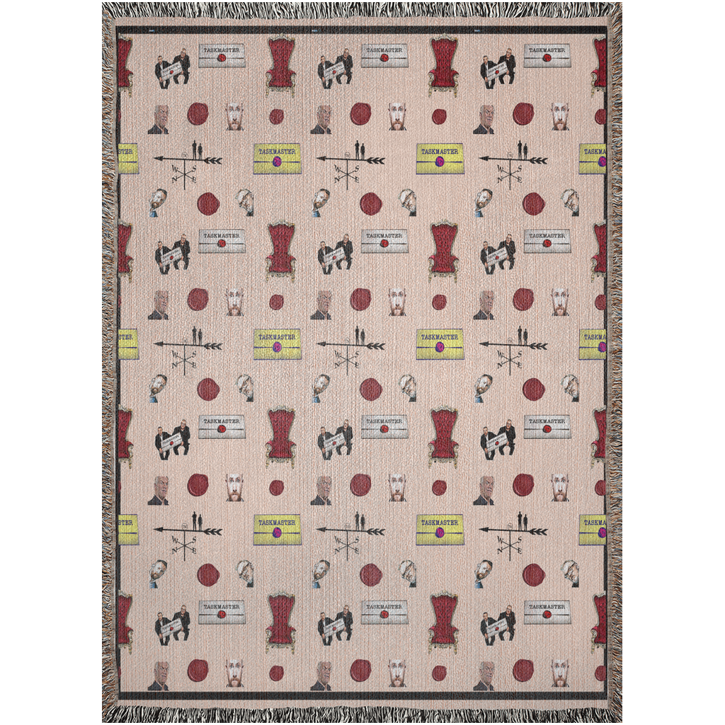 Luxurious Cotton Woven Tapestry Throw Blanket | Taskmaster | Famous Quotes Pattern