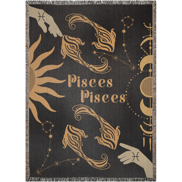 Zodiac Compatibility Match Woven Tapestry Throw Blanket | Astrology-inspired Home Decor | Pisces & Pisces Horoscope