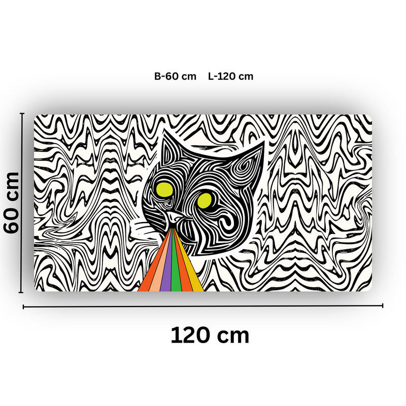 Premium PU Leather Mouse Pads | Non-Slip |Waterproof | Stylish & Durable | Psychedelic Rainbow Cat