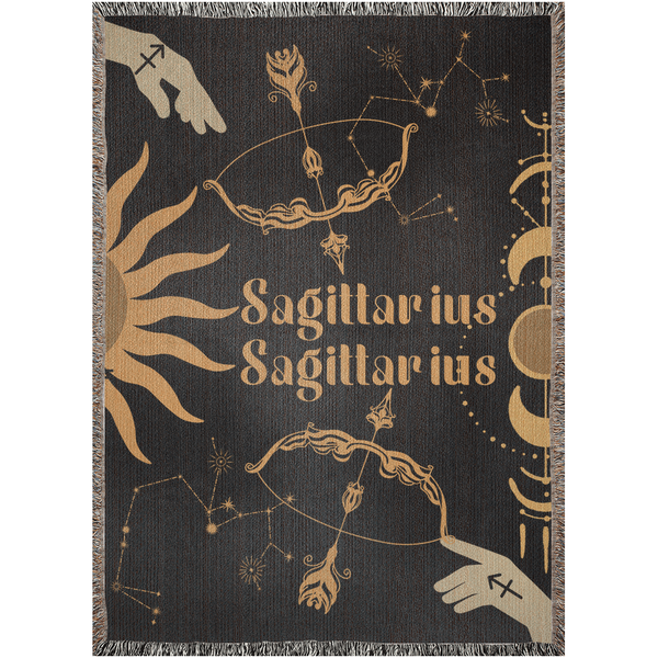 Zodiac Compatibility Match Woven Tapestry Throw Blanket | Astrology-inspired Home Decor | Sagittarius & Sagittarius Horoscope