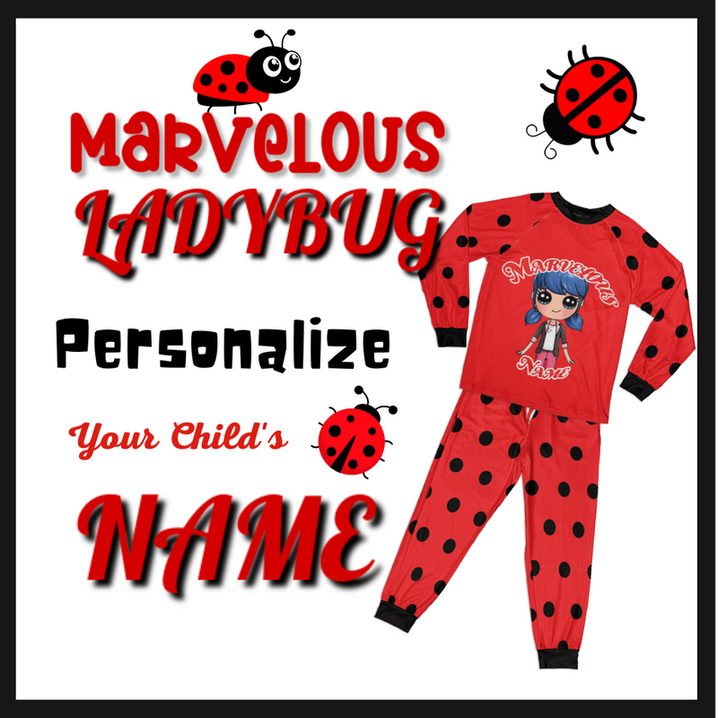 Personalized Family Pajama Sets | Matching Xmas Jammies for ADULTS | Christmas Holiday family PJs | Marvelous Ladybug nightsuit