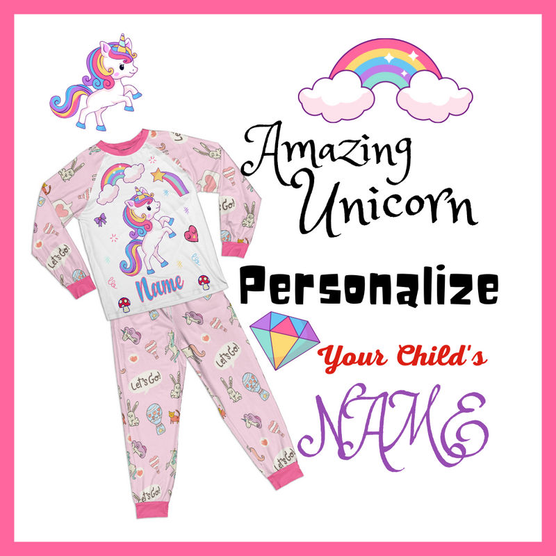 Personalized Family Pajama Sets | Matching Xmas Jammies for ADULTS | Christmas Holiday family PJs | Pink UNICORN nightsuit