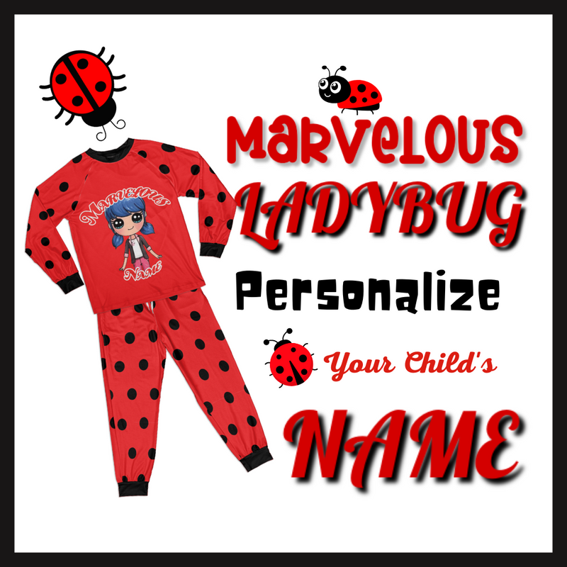 Personalized Family Pajama Sets | Matching Xmas Jammies for ADULTS | Christmas Holiday family PJs | Marvelous Ladybug nightsuit