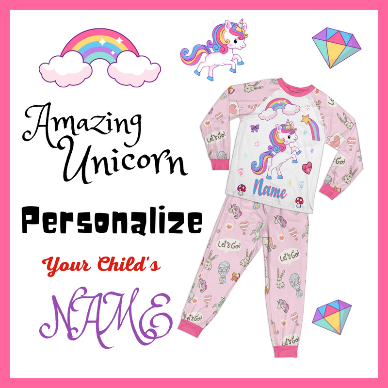 Personalized Family Pajama Sets | Matching Xmas Jammies for ADULTS | Christmas Holiday family PJs | Pink UNICORN nightsuit