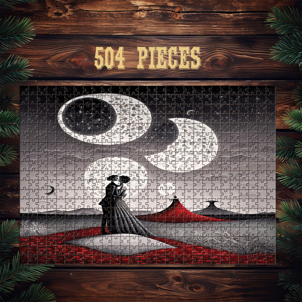 504-piece Alien Love Moonlit wooden jigsaw puzzle