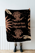 Zodiac Compatibility Match Woven Tapestry Throw Blanket | Astrology-inspired Home Decor | Aquarius & Aquarius Horoscope