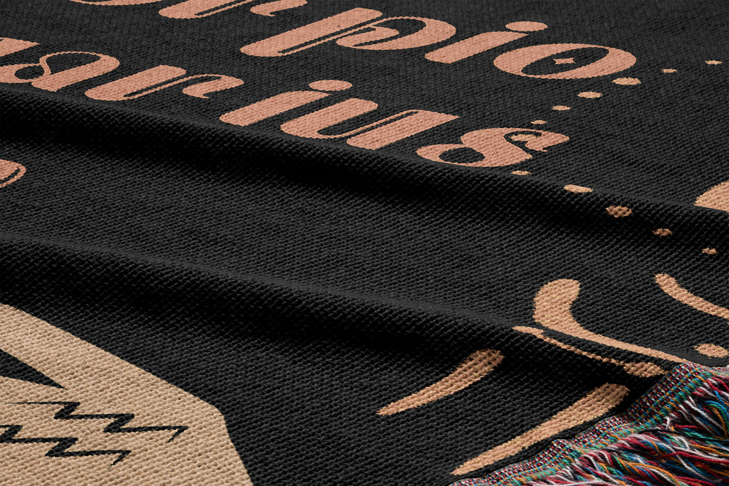 Woven tapestry throw blanket featuring the Aquarius and Scorpio zodiac symbols. Perfect for astrology enthusiasts, this cotton throw blanket adds a touch of boho style and celestial charm to your home decor.