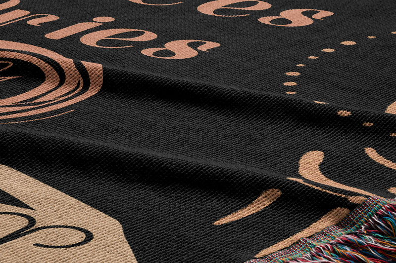 Woven tapestry throw blanket featuring the Aries and Pisces zodiac symbols. Perfect for astrology enthusiasts, this cotton throw blanket adds a touch of boho style and celestial charm to your home decor.