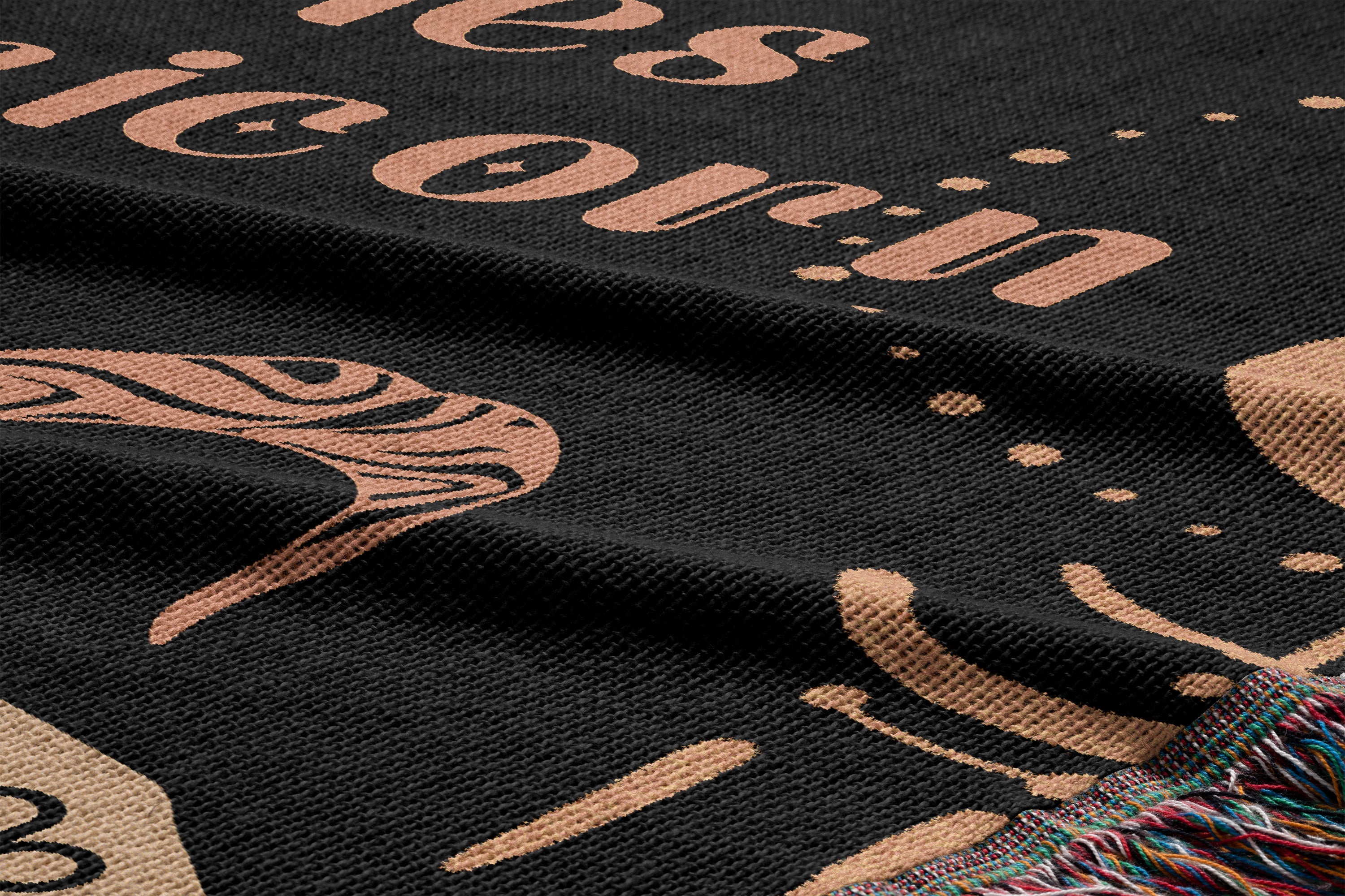 Woven tapestry throw blanket featuring the Aries and Capricorn zodiac symbols. Perfect for astrology enthusiasts, this cotton throw blanket adds a touch of boho style and celestial charm to your home decor.