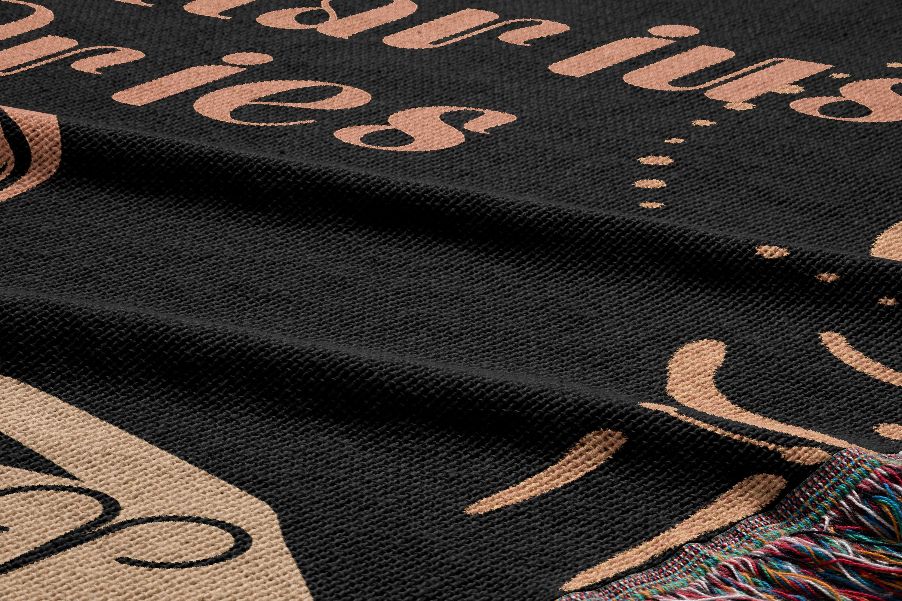 Woven tapestry throw blanket featuring the Aries and Sagittarius zodiac symbols. Perfect for astrology enthusiasts, this cotton throw blanket adds a touch of boho style and celestial charm to your home decor