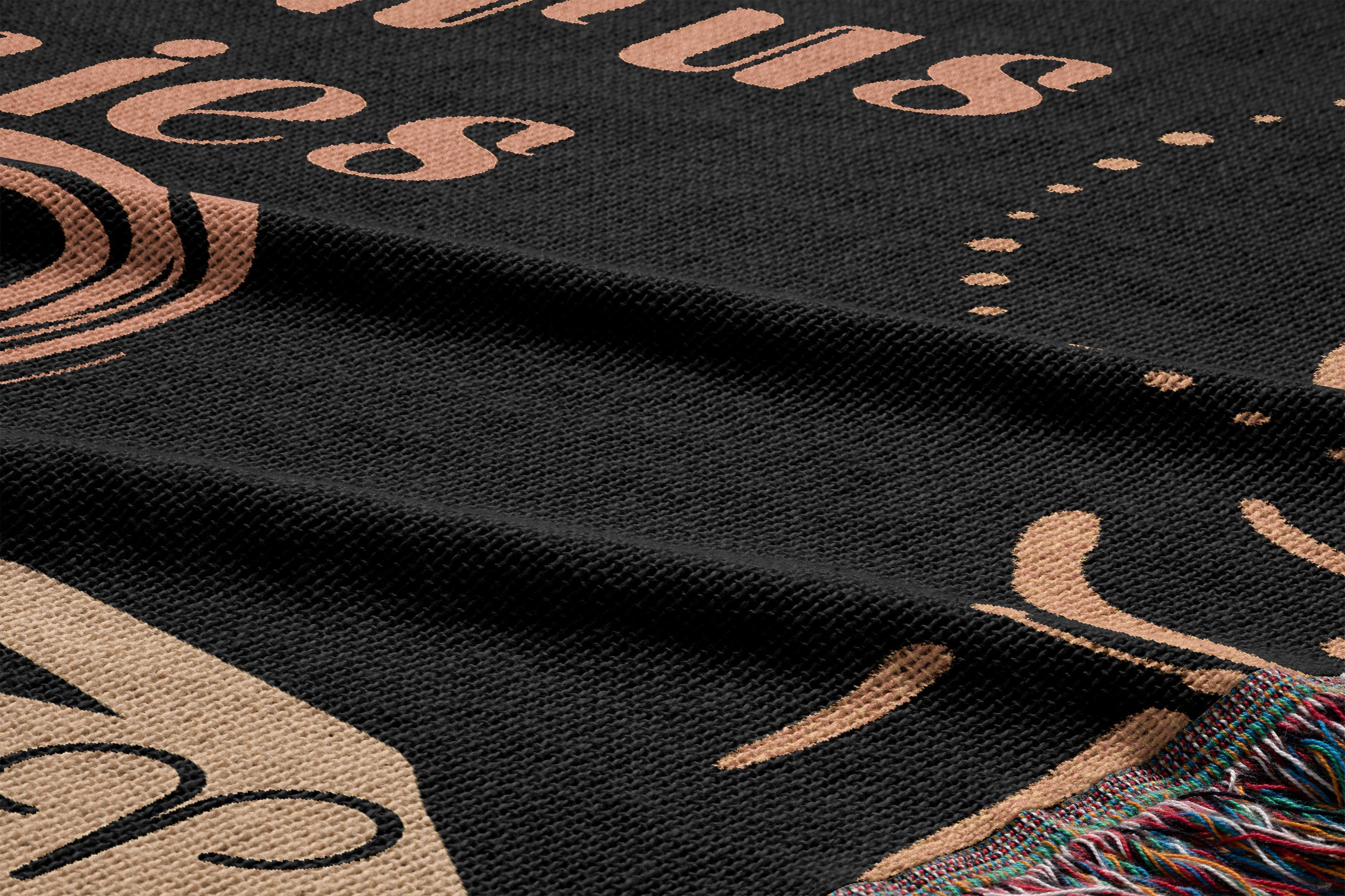 Woven tapestry throw blanket featuring the Aries and Taurus zodiac symbols. Perfect for astrology enthusiasts, this cotton throw blanket adds a touch of boho style and celestial charm to your home decor.